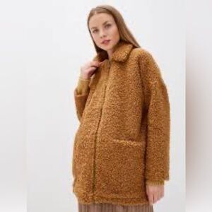 Mama Licious Brown Teddy Jacket Size Medium